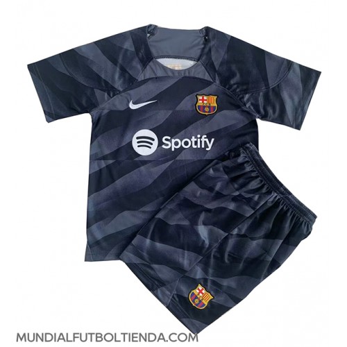 Camiseta Barcelona Portero Segunda Equipación Replica 2023-24 para niños mangas cortas (+ Pantalones cortos)